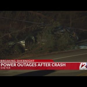 Car slams into pole in Exeter, knocks out power