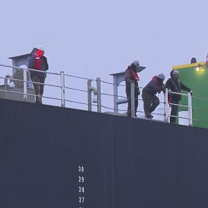 WATCH: Senesco Marine launches 460-foot barge into Narragansett Bay