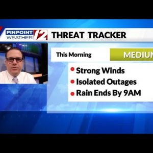 Weather Alert:  Wind and Rain Ease Through the Morning