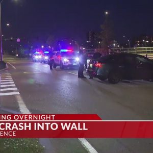 Car slams into wall in Providence
