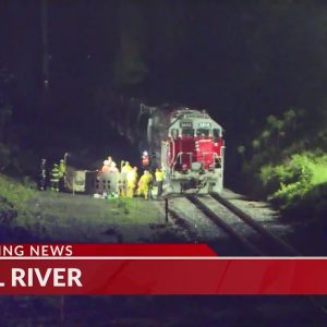 Fallen log causes train derailment, fuel spill in Fall River
