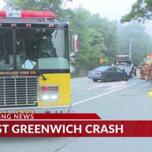 1 hospitalized in fiery West Greenwich crash