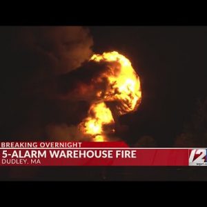 5-alarm fire breaks out at Massachusetts warehouse