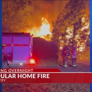 Coventry trailer home goes up in flames