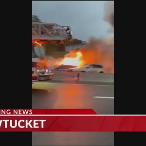 All travel lanes on I-95 blocked in Pawtucket due to fiery crash