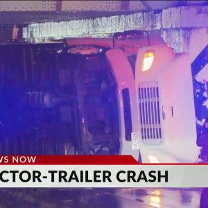 Tractor-trailer rollover spills sprouts, oil onto Boston roadway