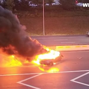VIDEO NOW: Fiery crash blocks travel lanes on I-95