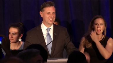 Democrat Seth Magaziner speaks after winning Rhode Island's 2nd Congressional District