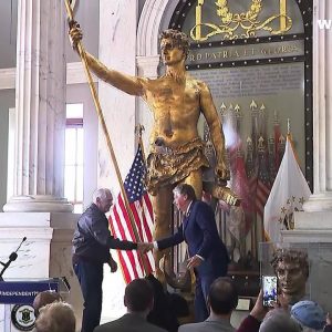 VIDEO NOW: Independent Man display unveiled in State House